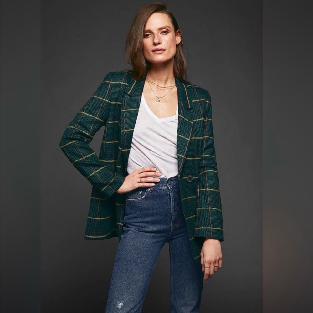 Anine Bing Madeleine Plaid Blazer Size XS